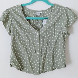 *NWT* Simons TWIK - Floral Cropped Button-Up Blouse